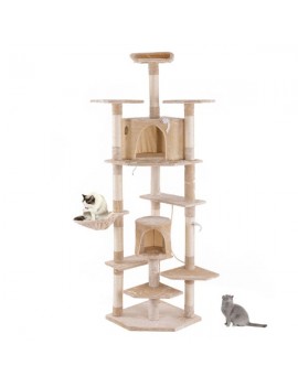 80" Multi-Level Cat Tree Cat Tower with Condo Beige
