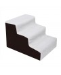3 Step Black Plush & Velvet Suede Pet Stairs Pet Step Stairs Cat Dog White Brown